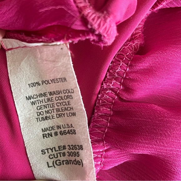 Mandee Sheer Off-Shoulder Ruffle Hem Top Pink Sz L - Picture 16 of 16